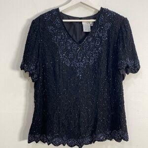 Elegant Black Embroidered Women's Top